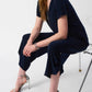 Joseph Ribkoff - V-neck Zip Front Cropped Jumpsuit