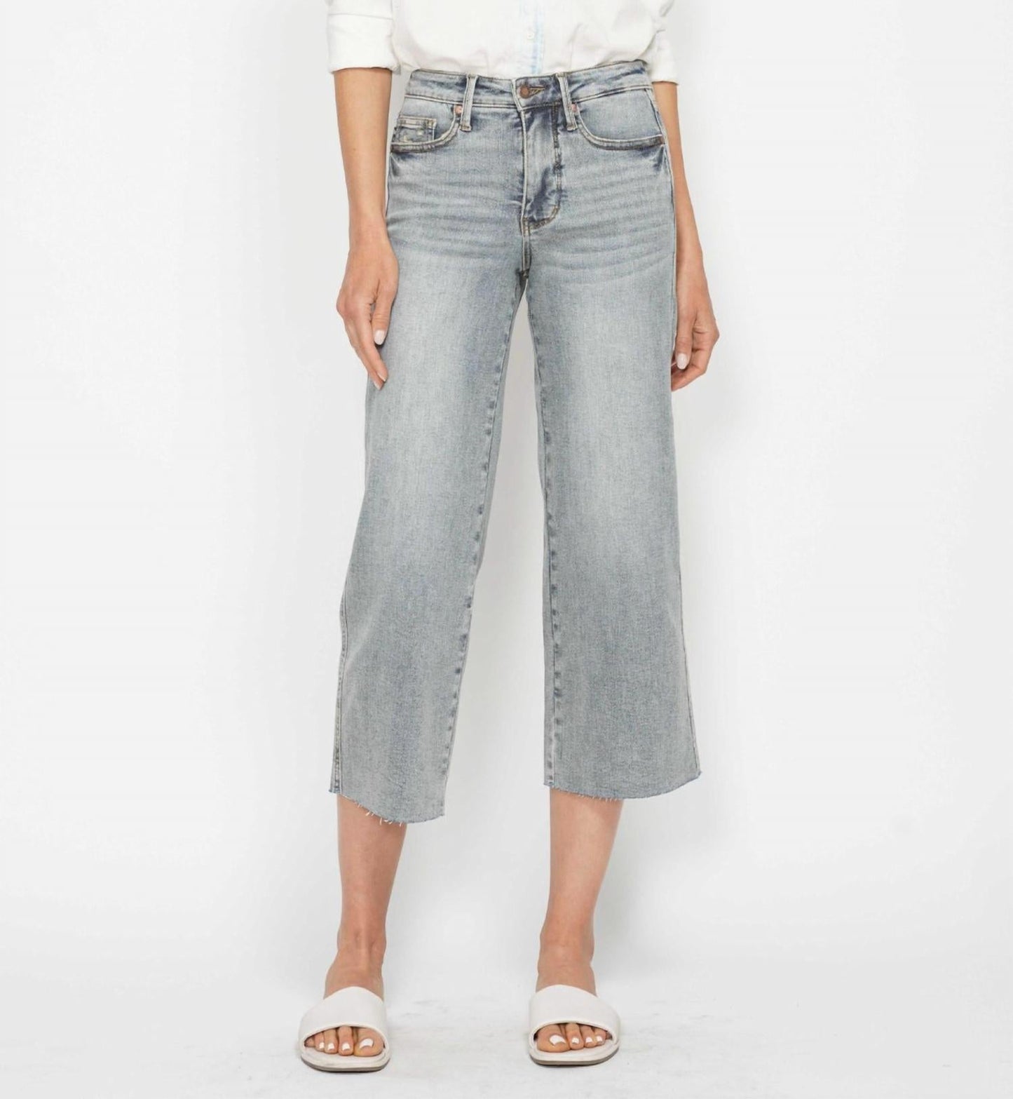 Judy Blue - Tummy Control Crop Wide Leg Jeans