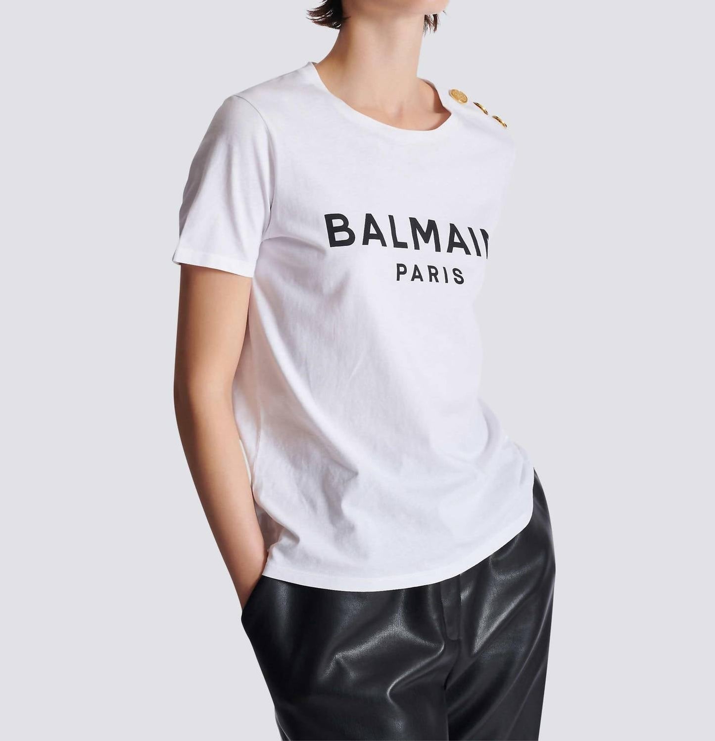 Balmain - लोगो प्रिंट टी-शर्ट