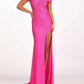 Abby Paris - Beaded Off Shoulder Slit Gown