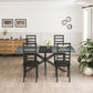 Rectangular Stretch Dining Table With 4 Chairs - Black / Gray