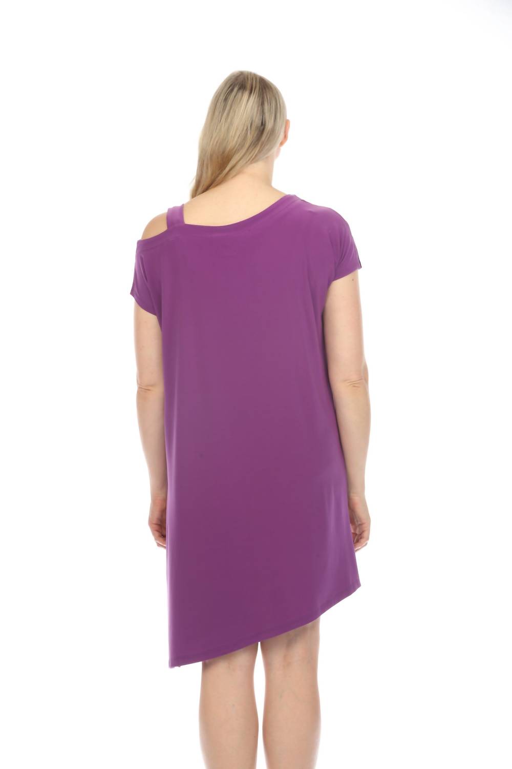 Joseph Ribkoff - Cold-shoulder Asymmetric Shift Dress