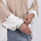Pol - Open Arms Women's V-Neck Textured Long Sleeve Top