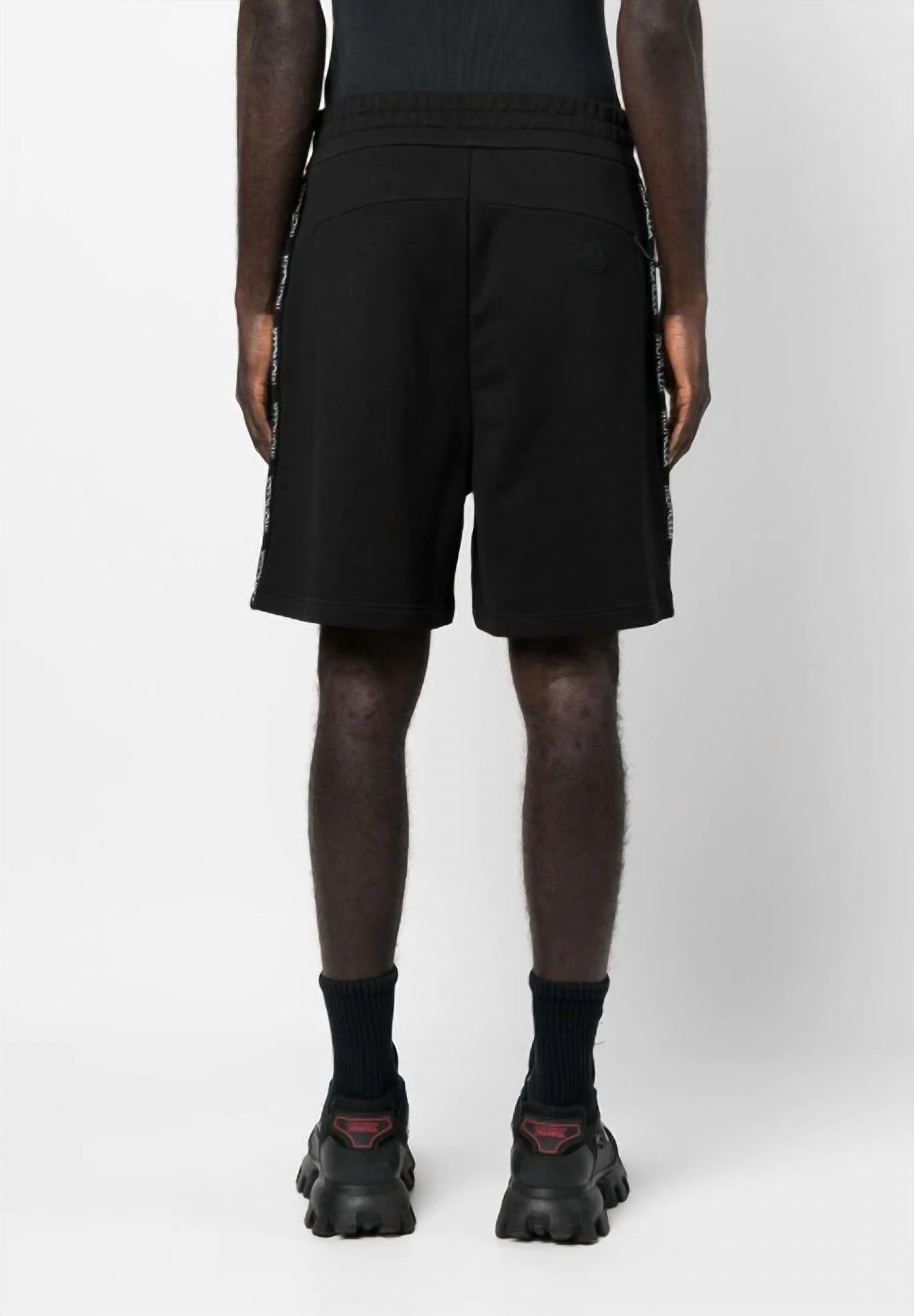 Moncler - Men's Logo Trim Elastic Waist Cotton Bermuda Sweat Shorts