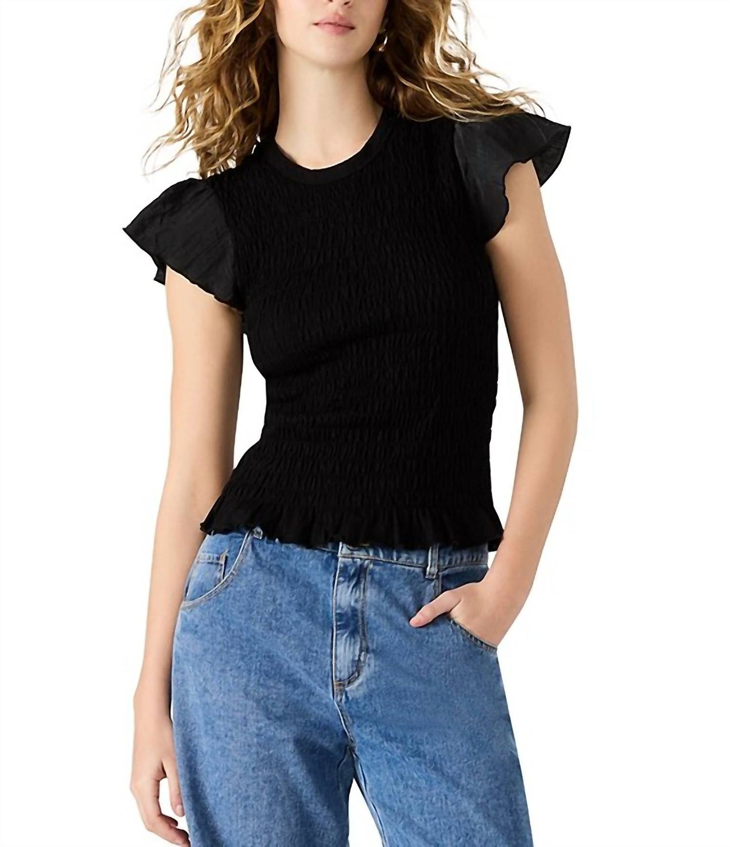 Steve Madden - Cecilie Short Sleeve Smocked Top