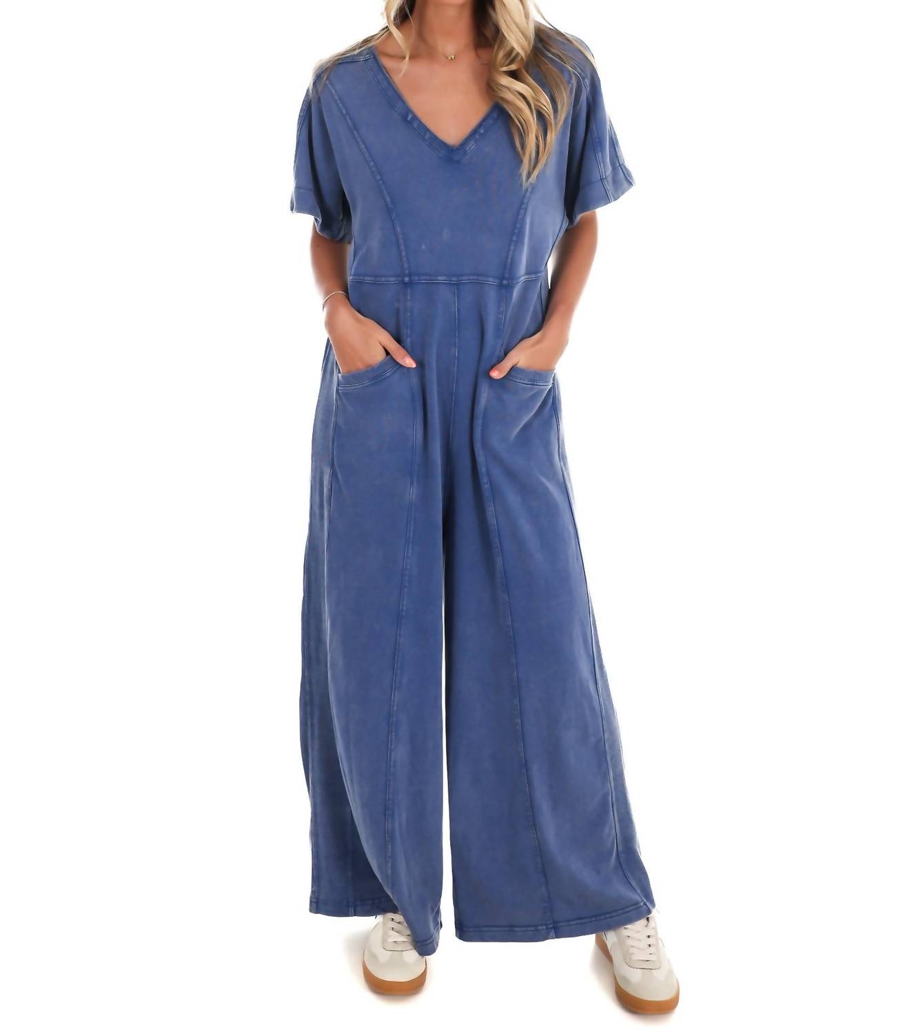 Umgee - Easy Living V-Neck Jumpsuit