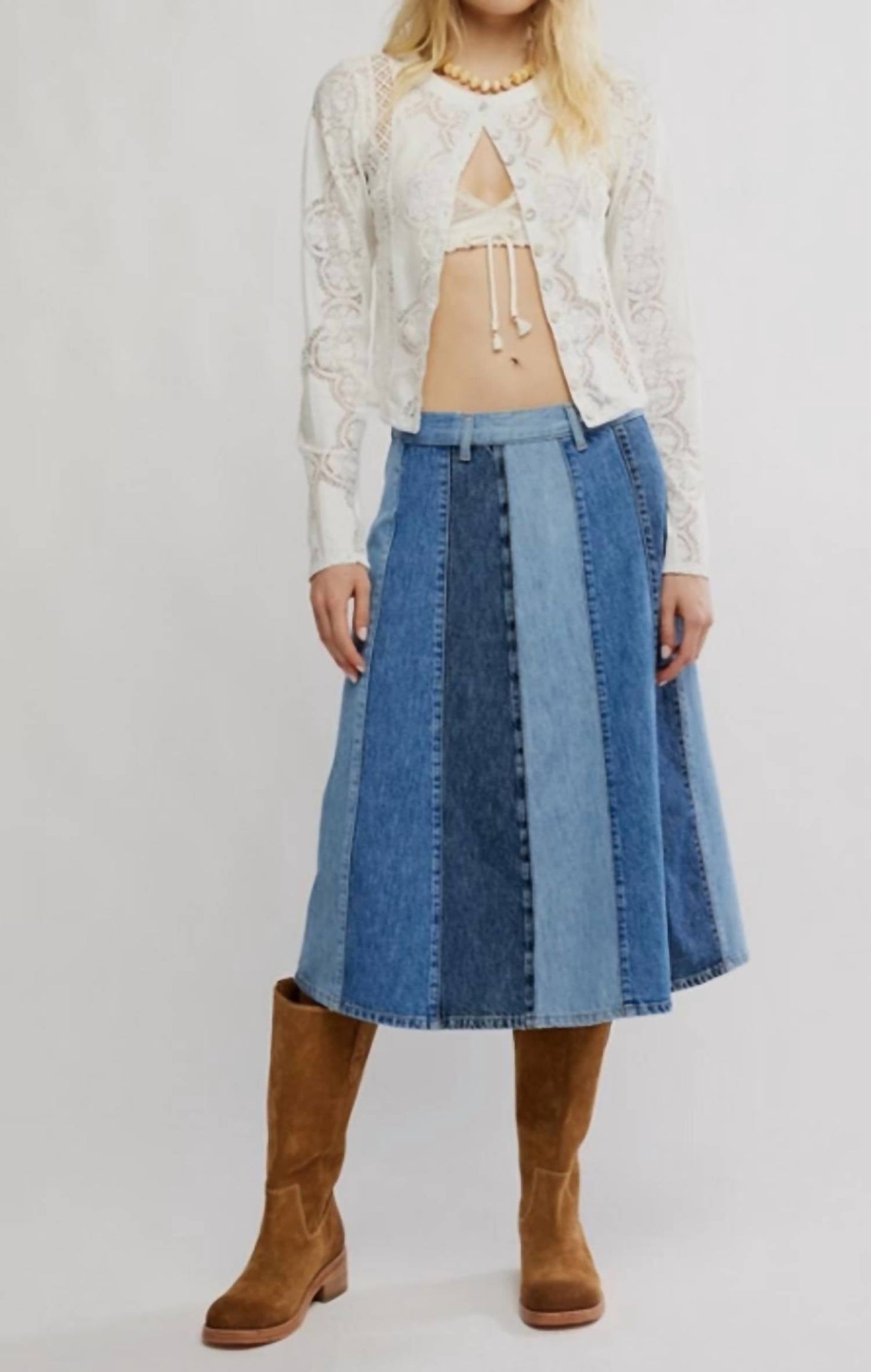 Free People - Sunbeam Denim Midi Skirt