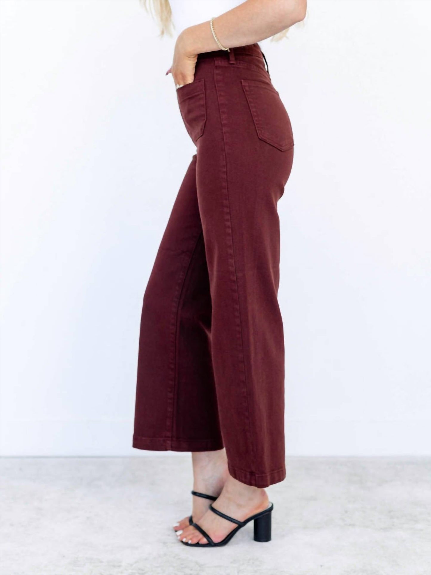 Just Black Denim - High Rise Patch Pocket Wide Leg Jeans