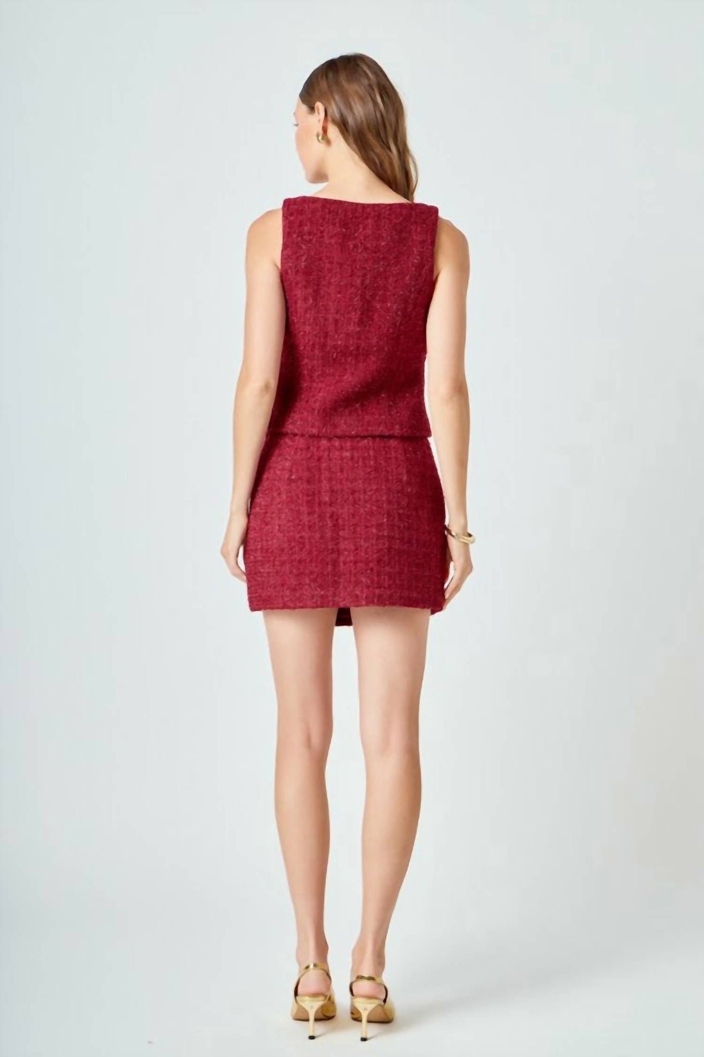 2.7 August Apparel - Holiday Chateau Tweed Mini Skirt