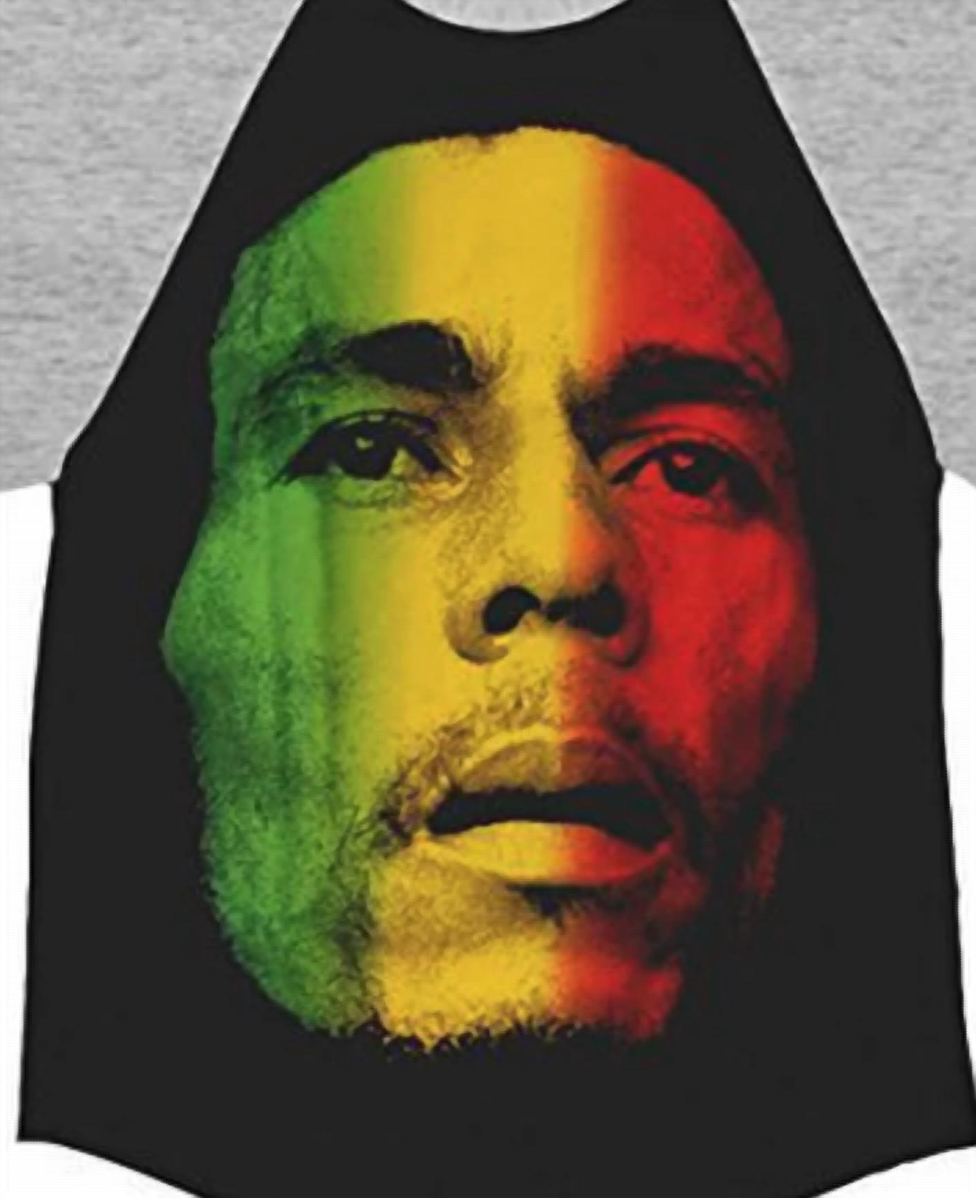 Bob Marley - Men's Tri-color Face Adult Raglan T-shirt