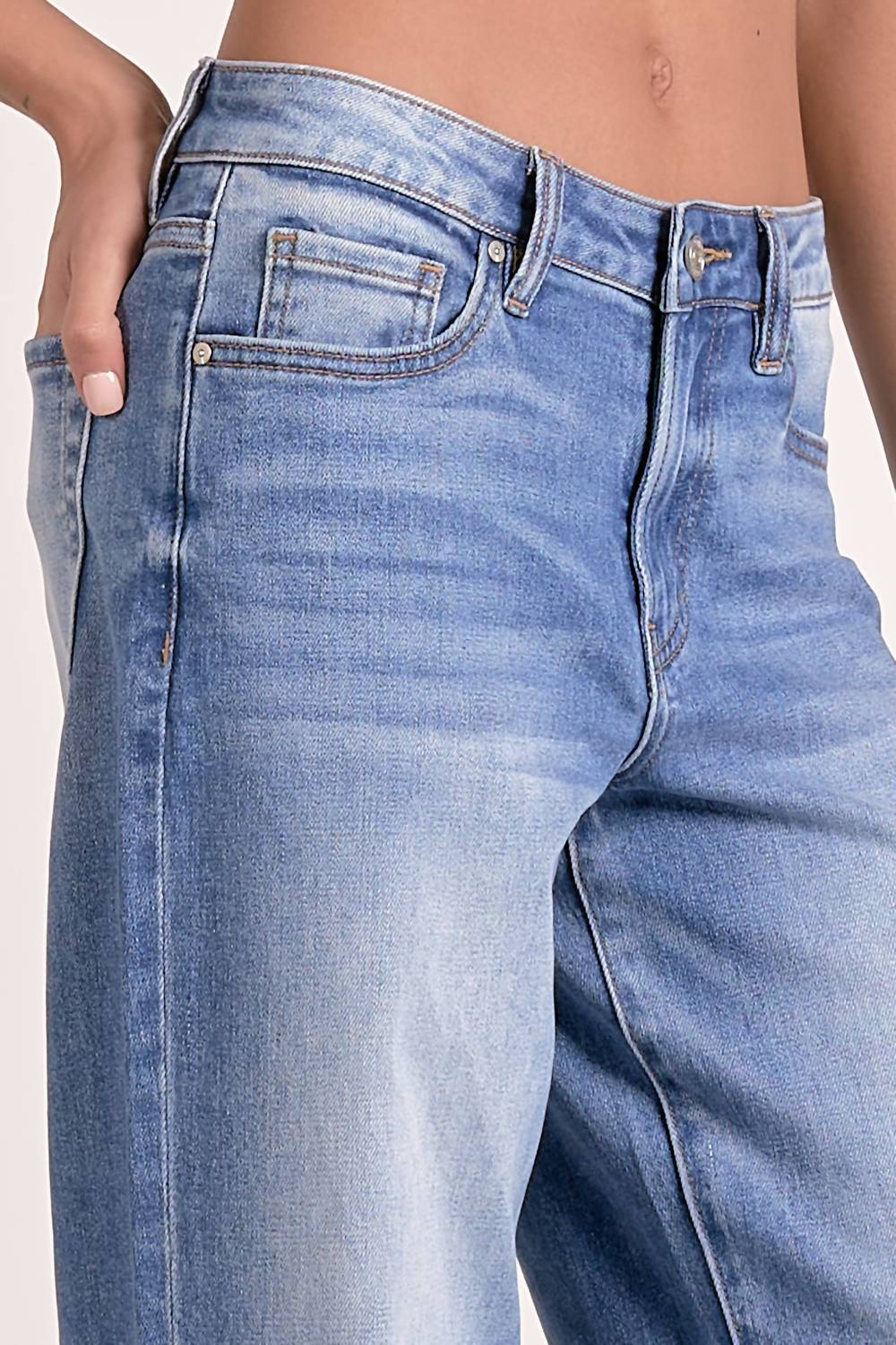 Elan - Denim Wash Wide Leg Jeans