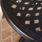 Elegant Cast Aluminum Round Bar Table With Romantic Filigree Design - Copper