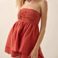 Promesa - Crochet Lace Trim Crinkle Cotton Babydoll Romper