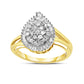 14K Yellow and White Gold 1.00 Cttw Round and Baguette-Cut Diamond Ballerina Cocktail Ring (H-I Color, SI2-I1 Clarity)