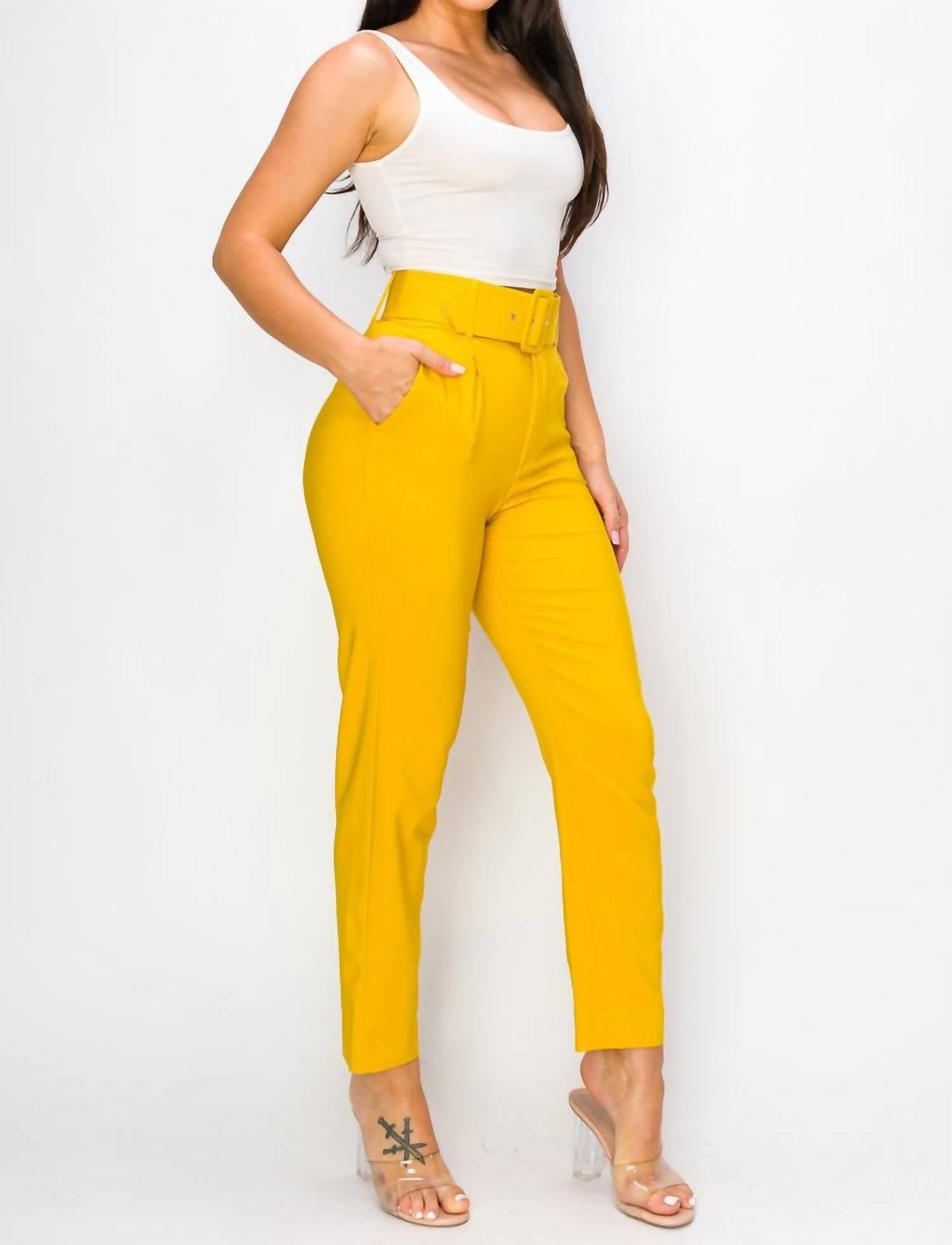 A.C.G. Los Angeles - Ankle Slim Fit Cigarette Pants With Belt