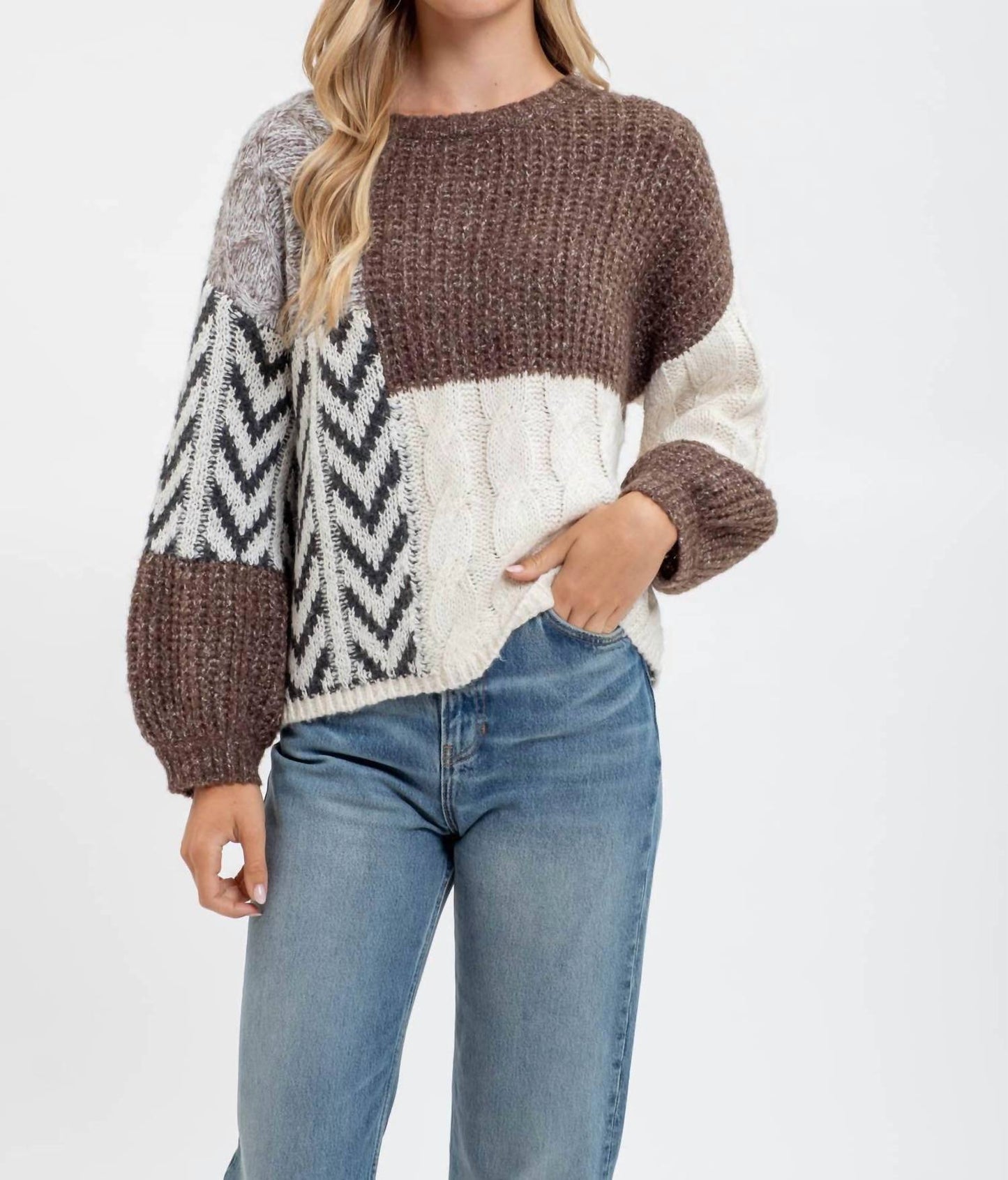 Blu Pepper - Colorblock Chevron Sweater