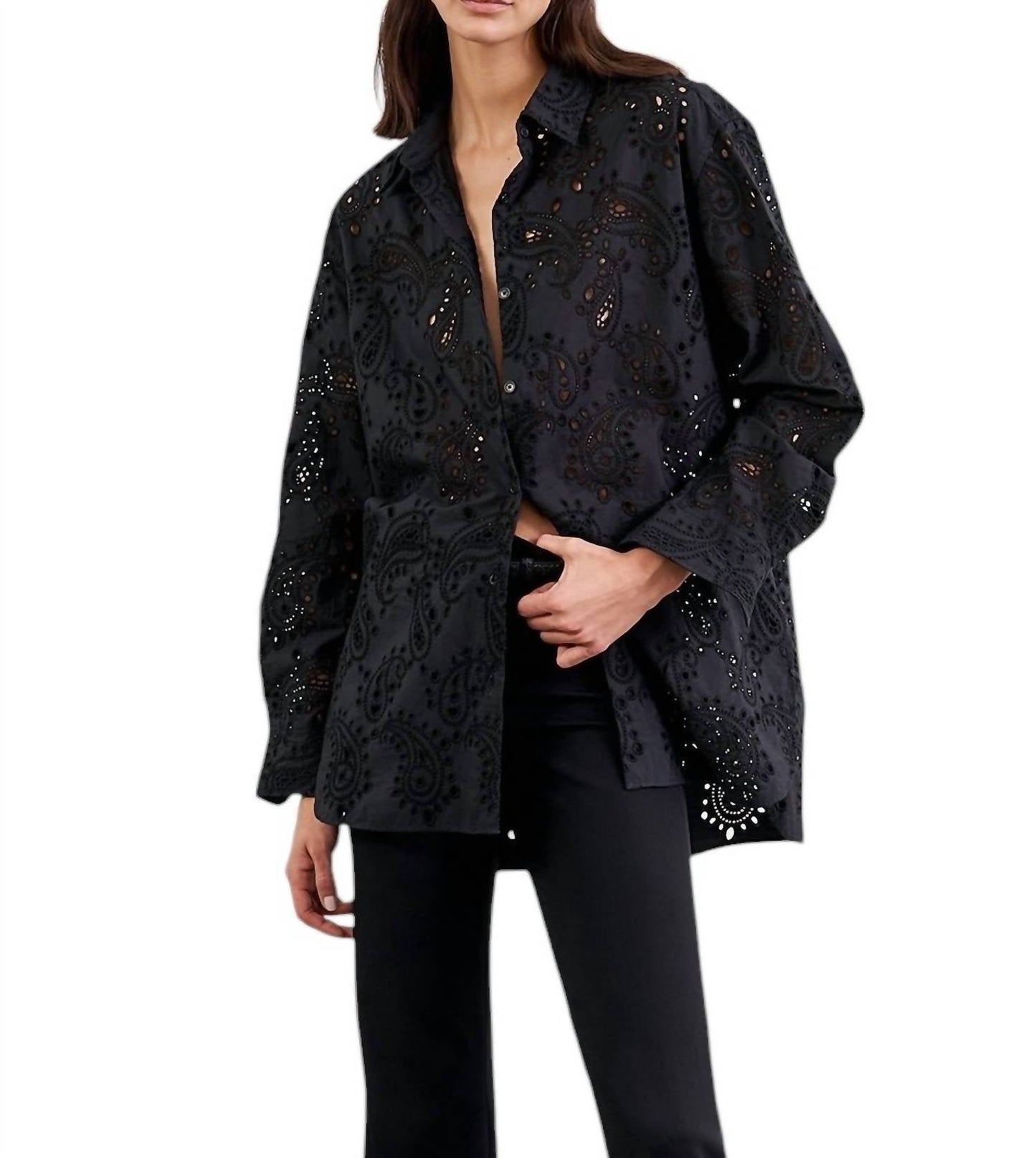 Nili Lotan - Mael Embroidered Poplin Shirt