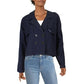 Maison Jules Womens Crop Cold Weather Trench Jacket Blue S