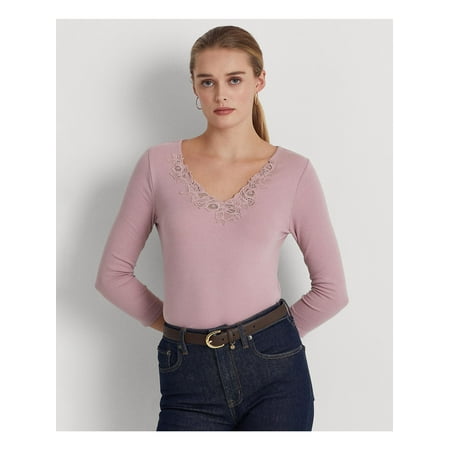 Women's Purple Lace V-Neck Top - Size S