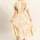 Hyfve - Leaf Print Puff Sleeve Tiered Midi Dress