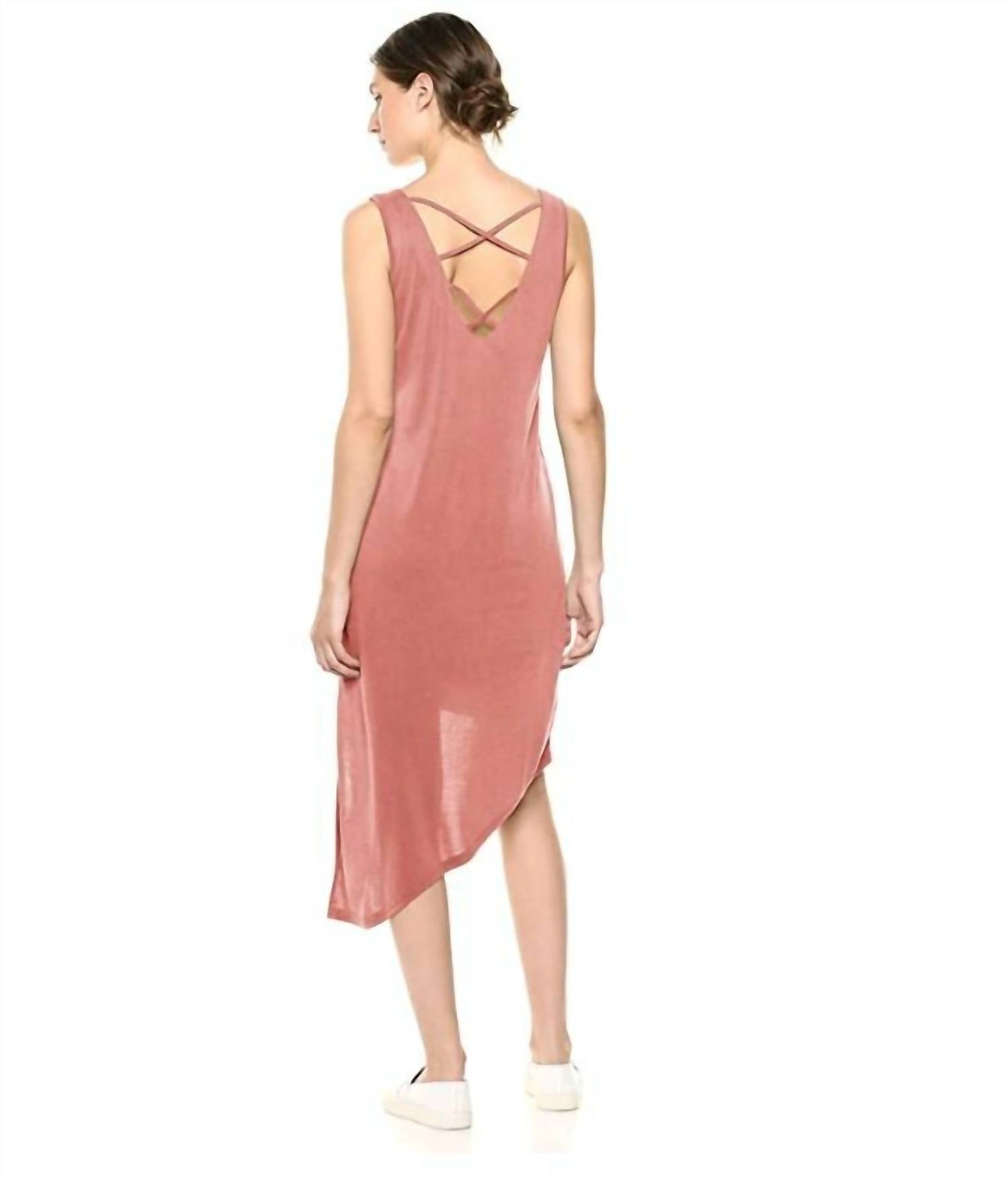 Splendid - Asymmetrical Terracotta Cross Back Midi Dress