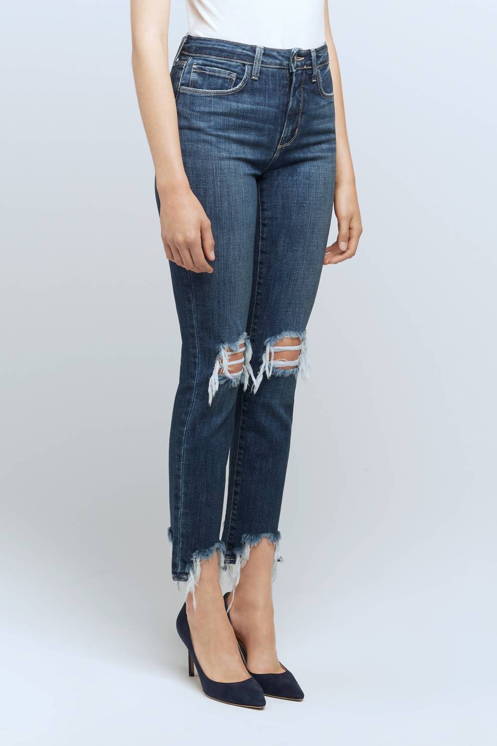 L'Agence - Highline Destructed High-rise Skinny Jeans