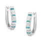 10k White Gold Round and Blue Baguette 1/2 cttw Diamond Hoop Earrings (I-J Color, I2-I3 Clarity)