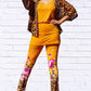 Calypso - Daniela Sienna Print Stretch Knit Leggings