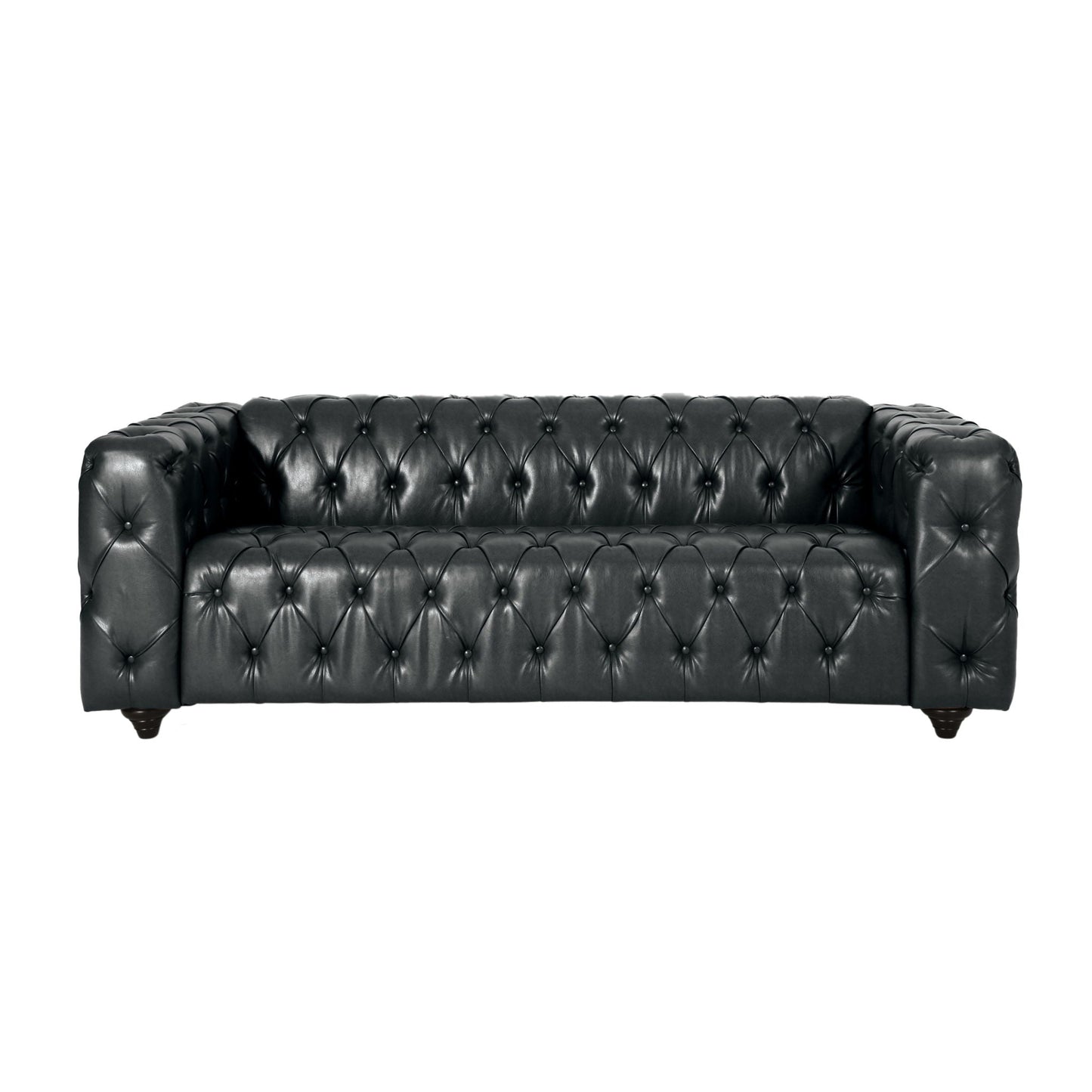 Comfy 3 Seat Sofa with Wooden Legs for Living Room and Study - Black