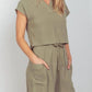 Trendsi - Very J Woven Cropped Top & Waist Tie Shorts Set
