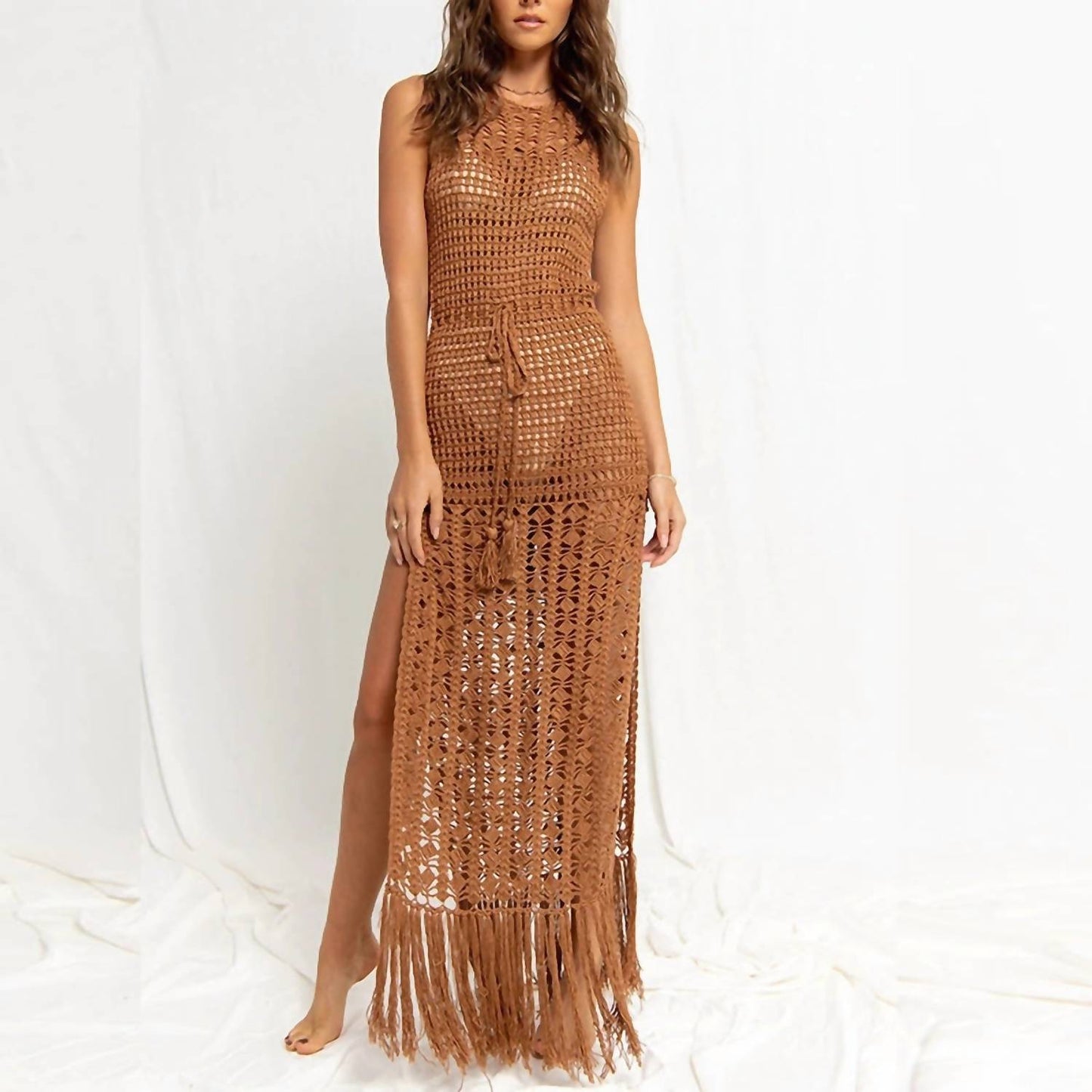 Little Trendy - Franny Knitted Beach Cover Up Maxi Dress