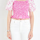 2.7 August Apparel - Contrast Floral Smocked Top