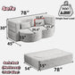 Modern Floor Sofa With Two Pillows Convertible Teddy Fabric Foam Filled Bed