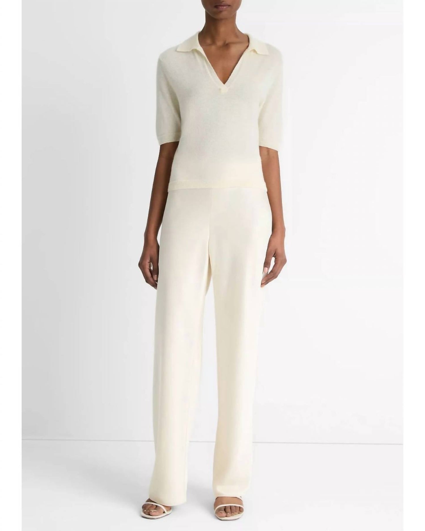 Vince - Cashmere Silk Short Sleeve Polo Sweater