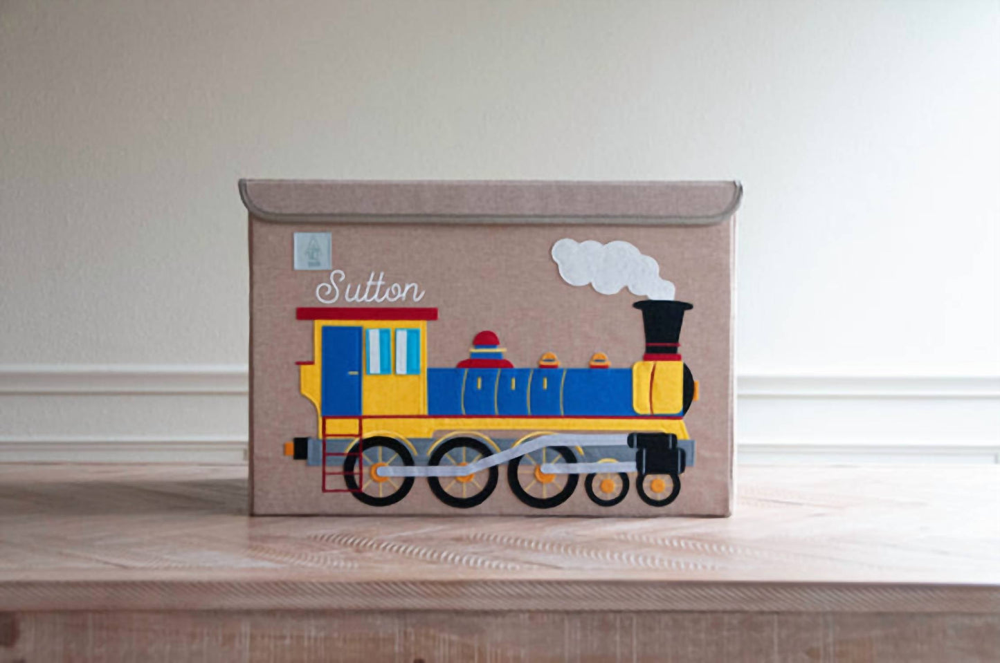A Nice House - The Choo-choo (train Box) Appliquéd, Collapsible Toy Box And Storage Box