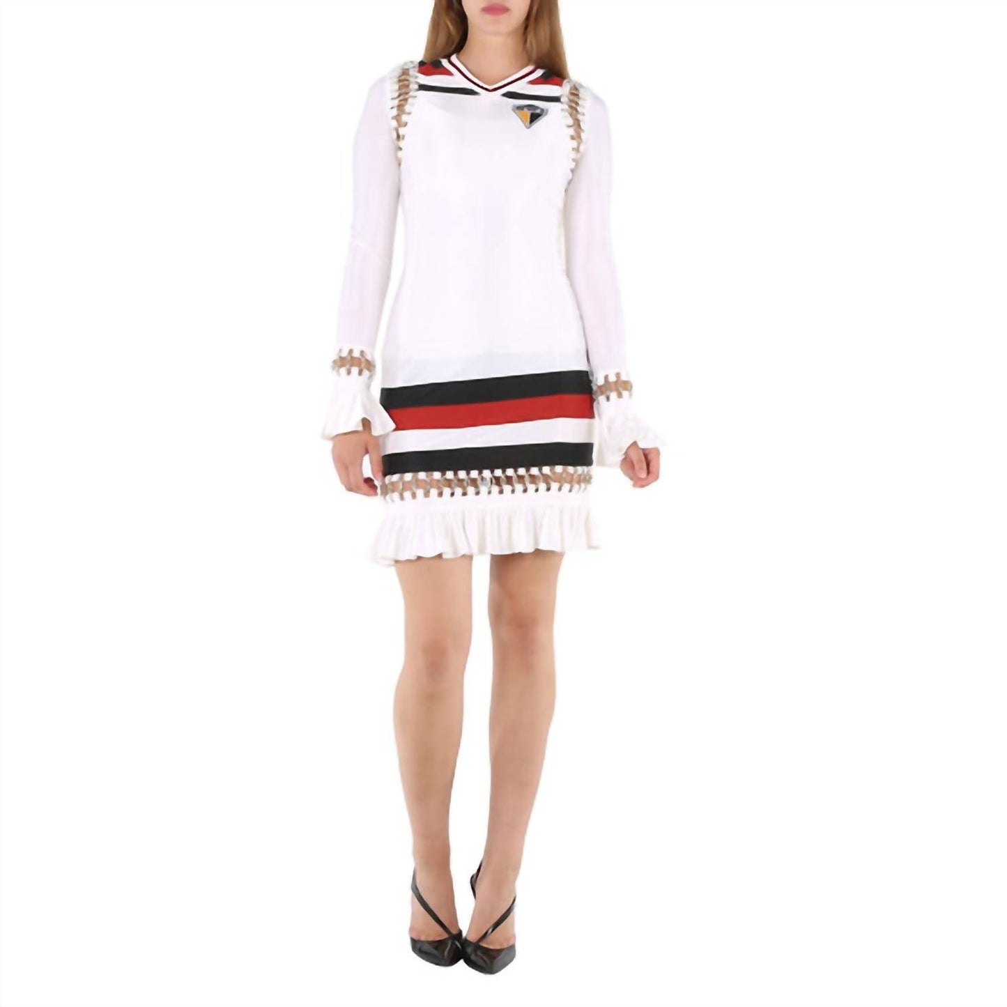 Burberry - रिंग पियर्सड स्ट्राइप्ड स्ट्रेच जर्सी मिनी ड्रेस