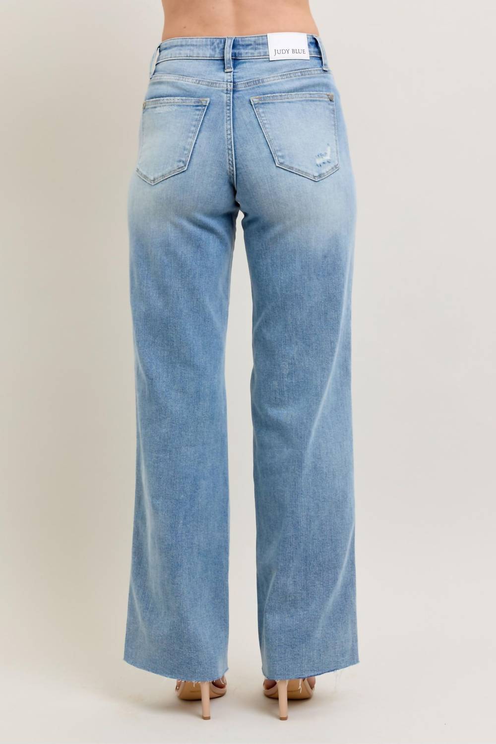 Judy Blue - Mid-rise Tummy Control & Destroy Wide Leg Jean