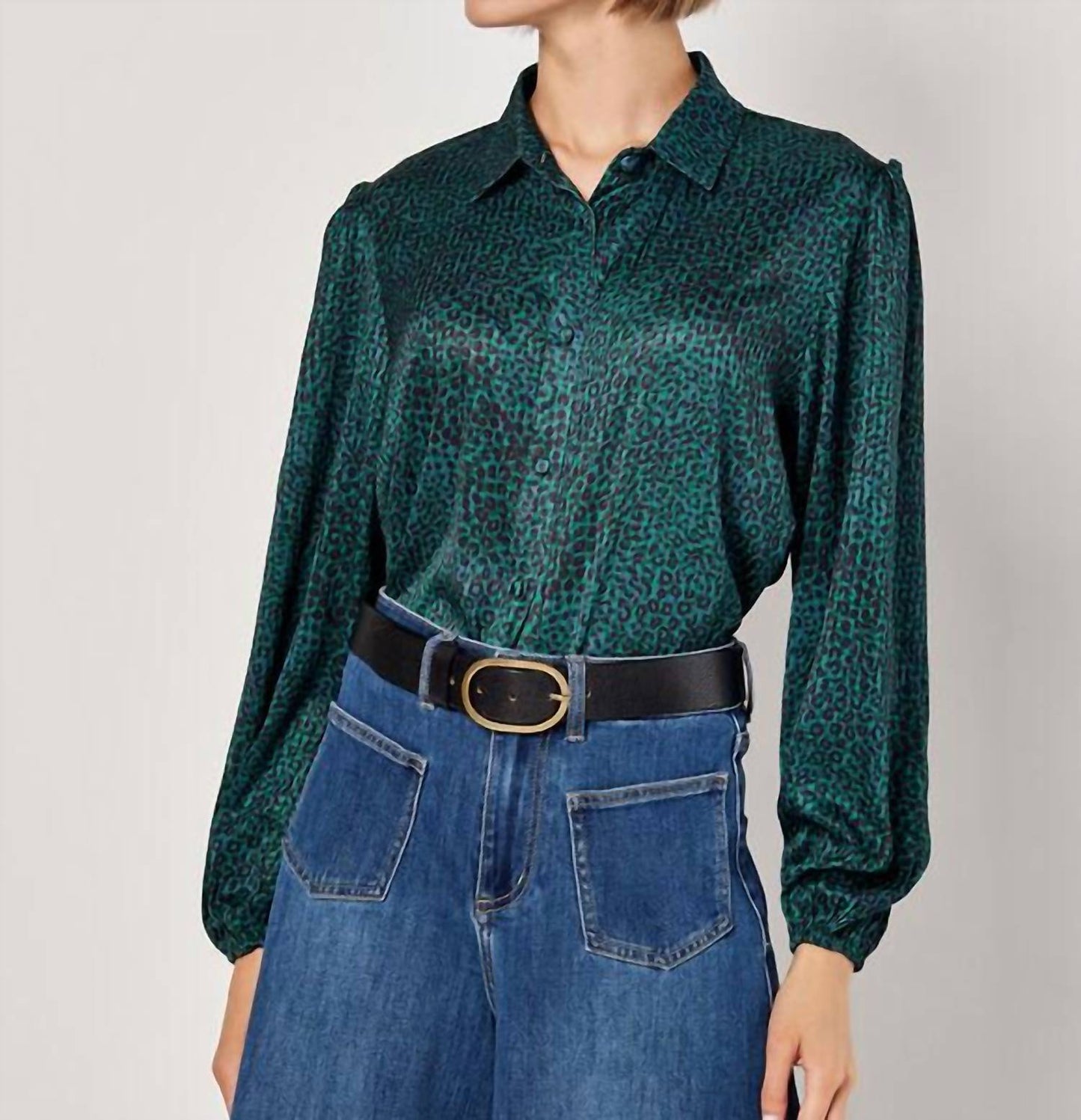 Apricot - Micro Animal Long Sleeve Blouse