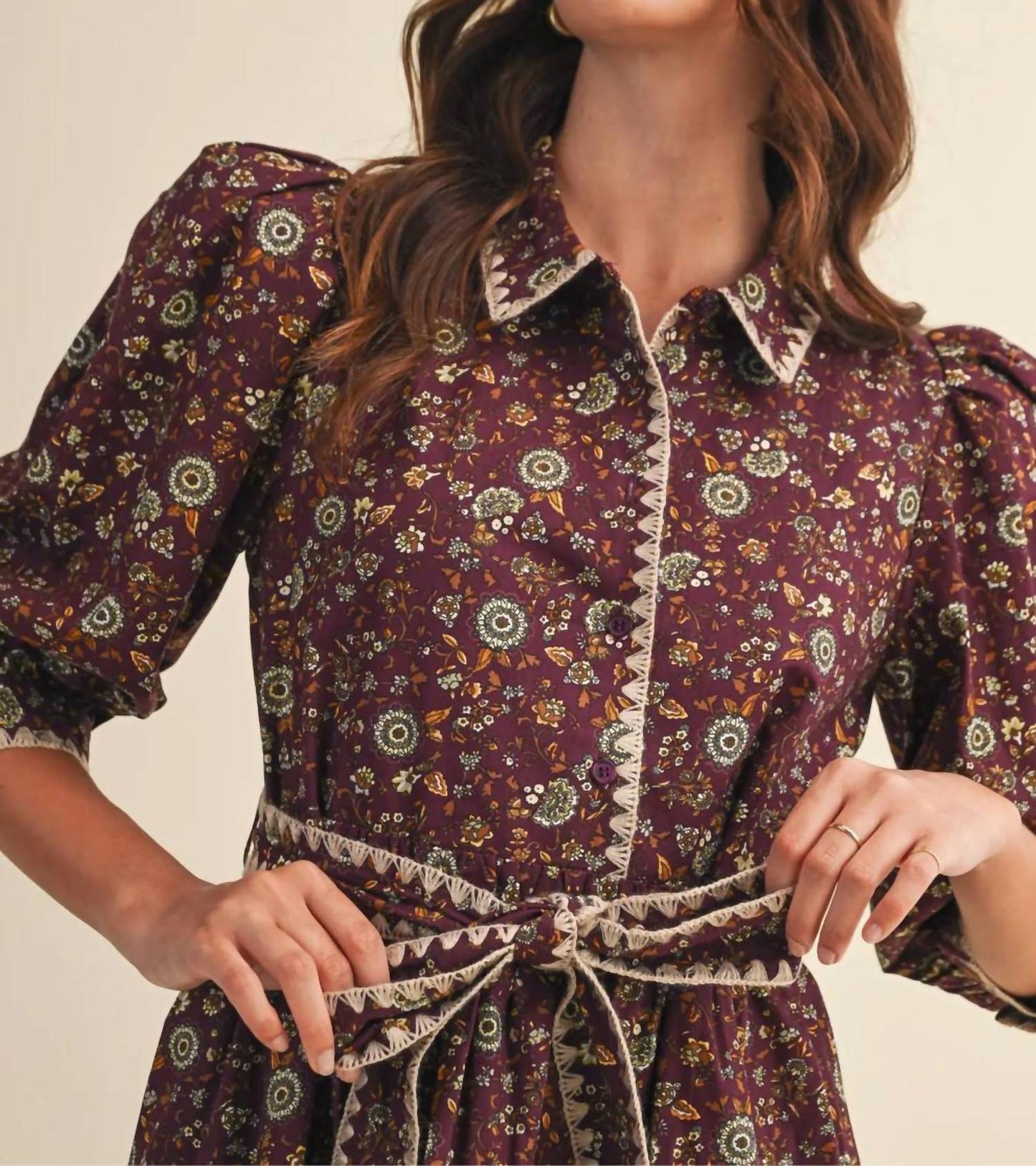 &Merci - Blanket Stitch Floral Mini Dress