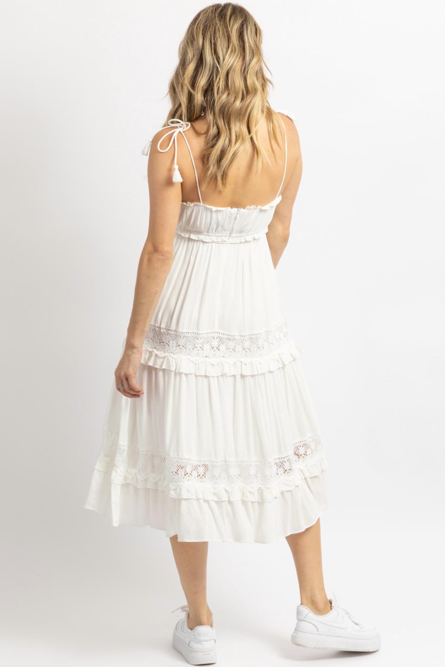 Day + Moon - BOHO TASSEL TIE MIDI DRESS
