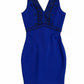Guess - Women's Embroidered V Neck Scuba Knit Mini Sheath Dress