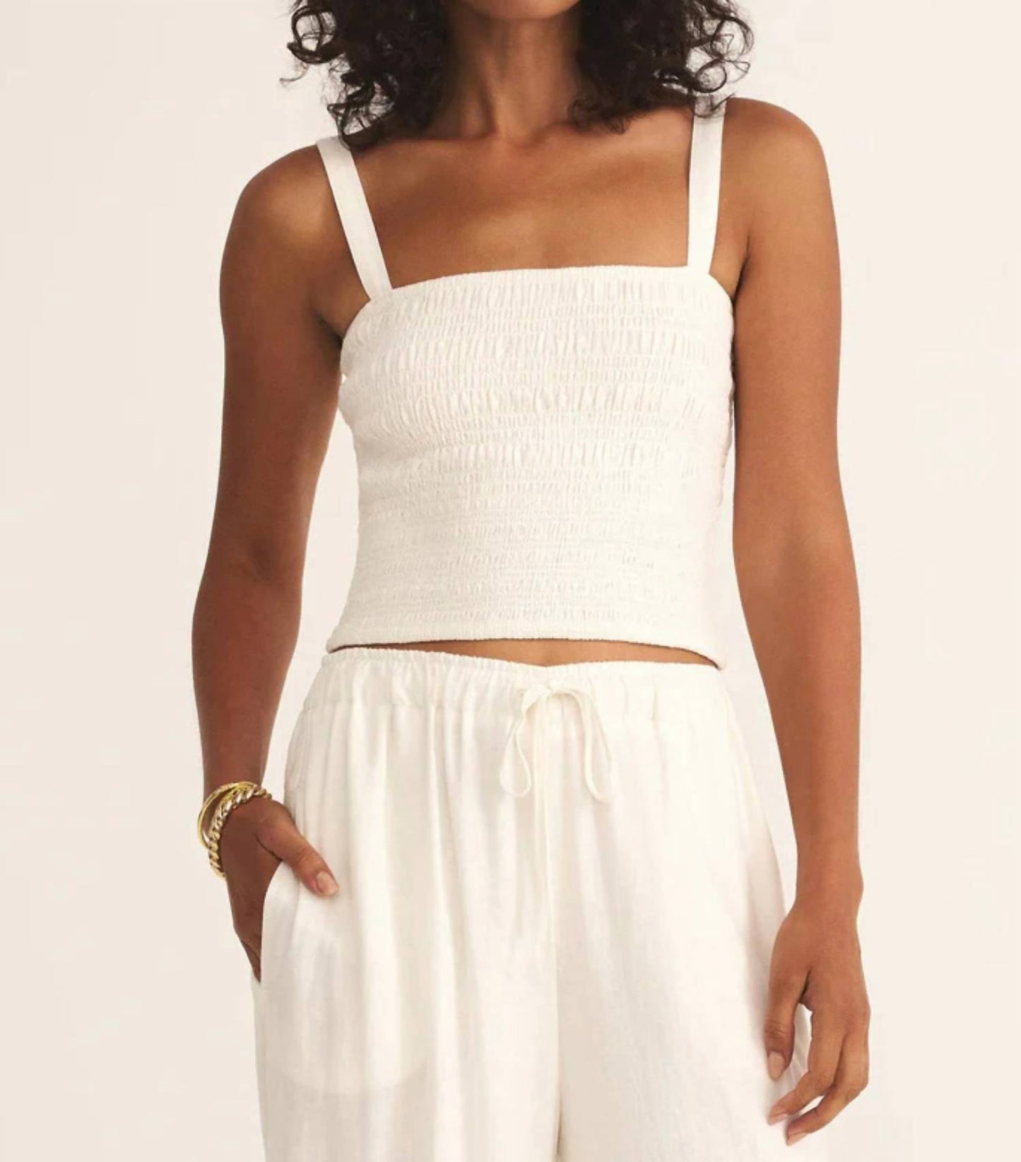 Z Supply - Amelie Smocked Linen Crop Top