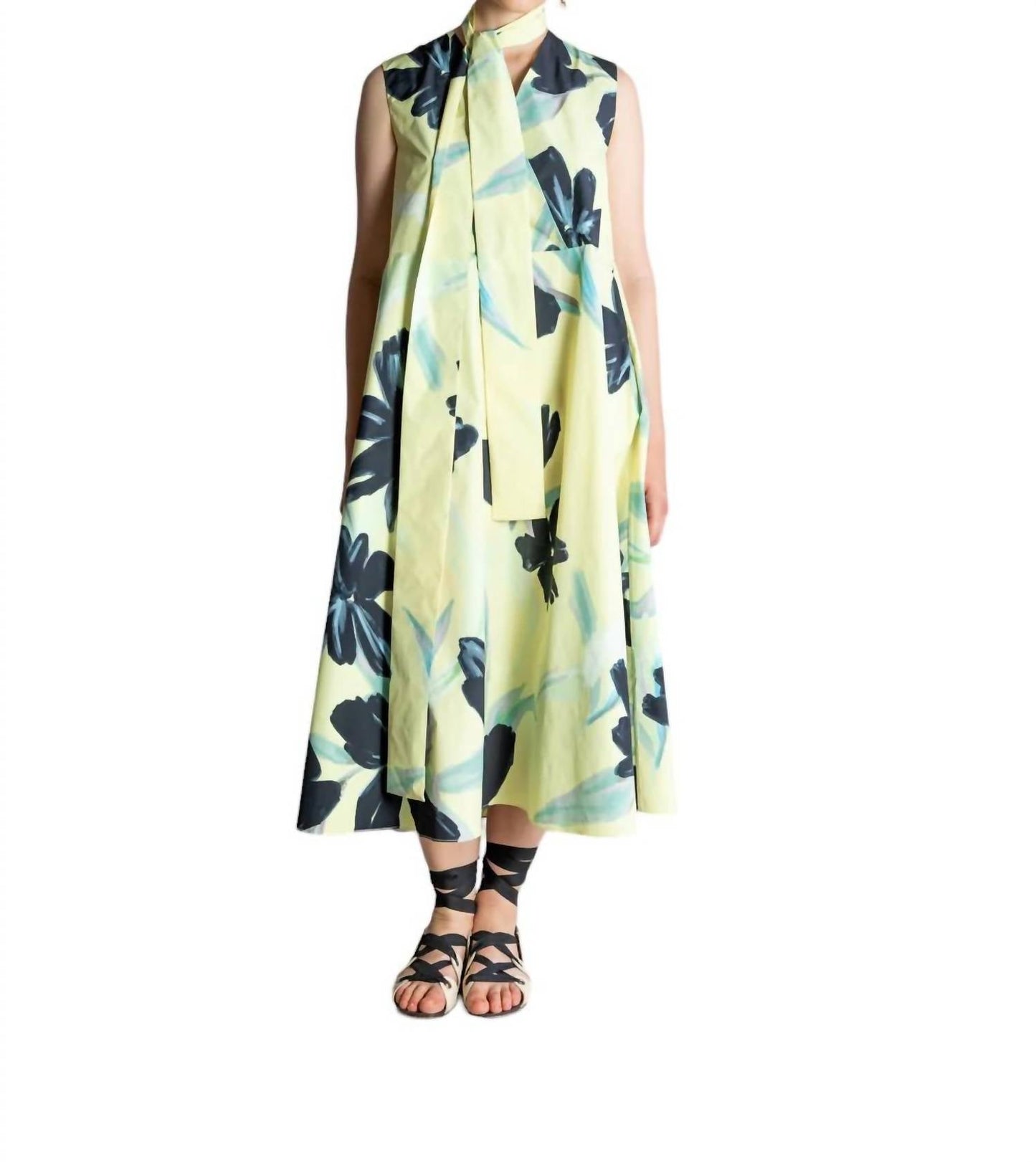 Psophia - Sleeveless VNeck Taffeta Dress