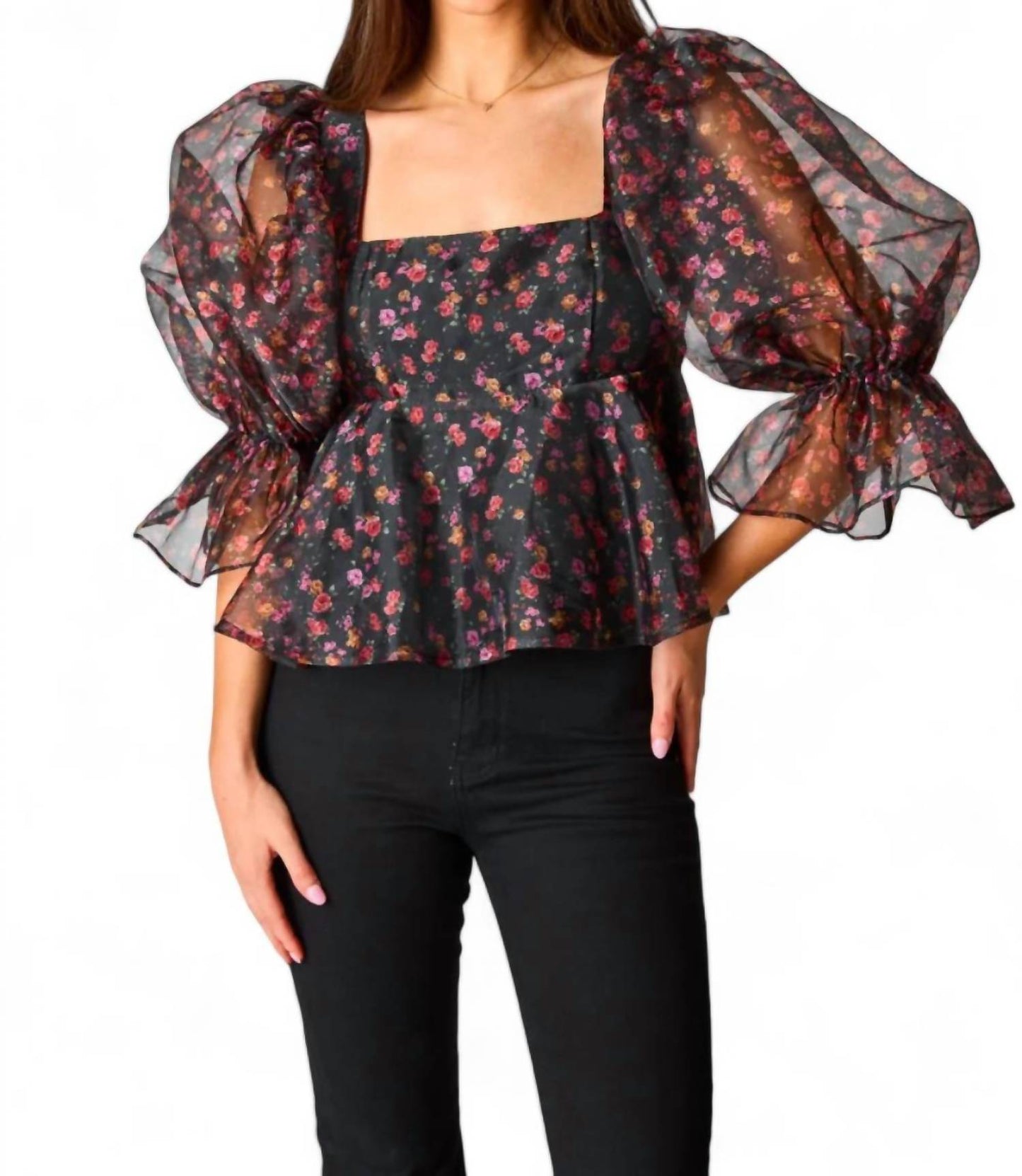 Buddylove - Pammie Puff Sleeve Peplum Top