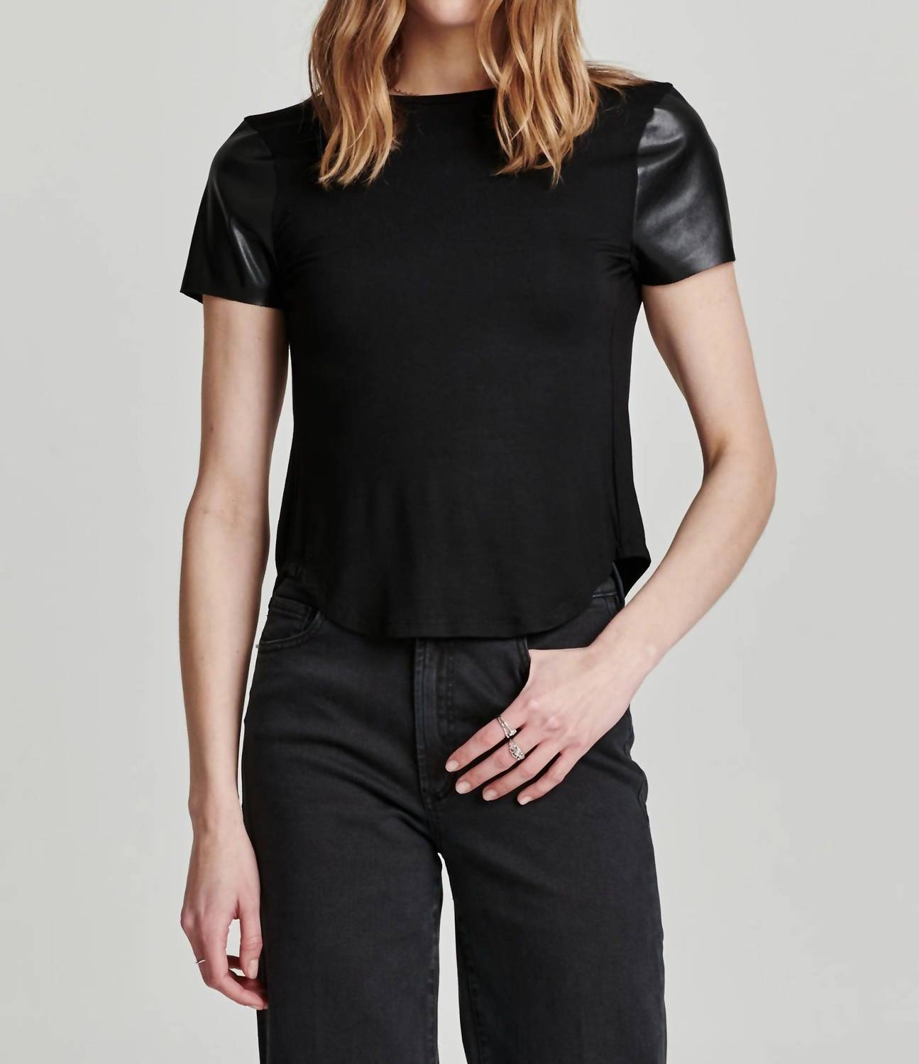 Another Love - Elodie Mixed Media Short Sleeve Top