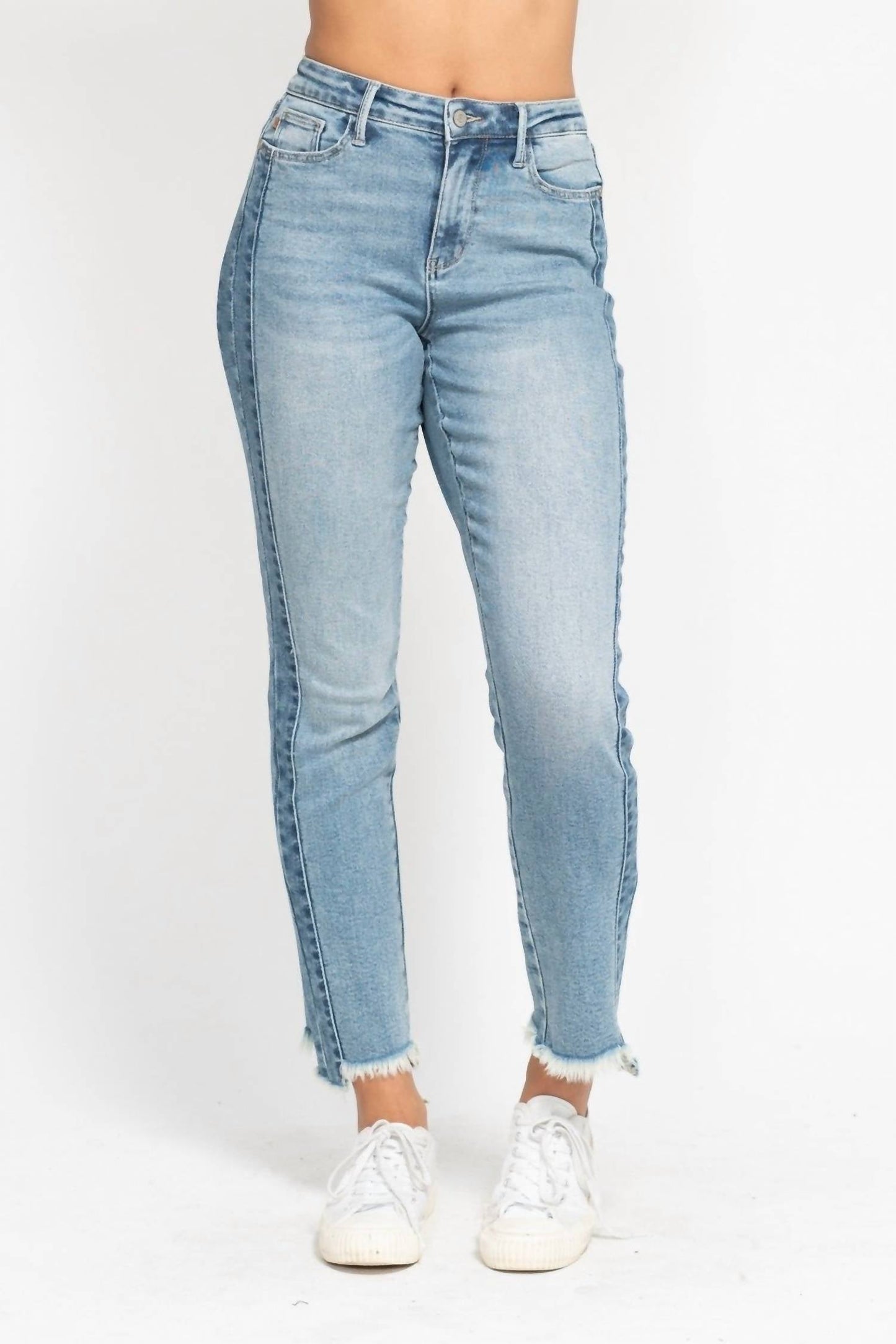 Judy Blue - Side Panel Detail With Fray Hem Slim Jean