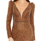 Mac Duggal - Embellished Long Sleeve Plunge Trumpet Gown
