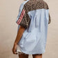 Bibi - Stripe Pattern Shirt With Leopard Top