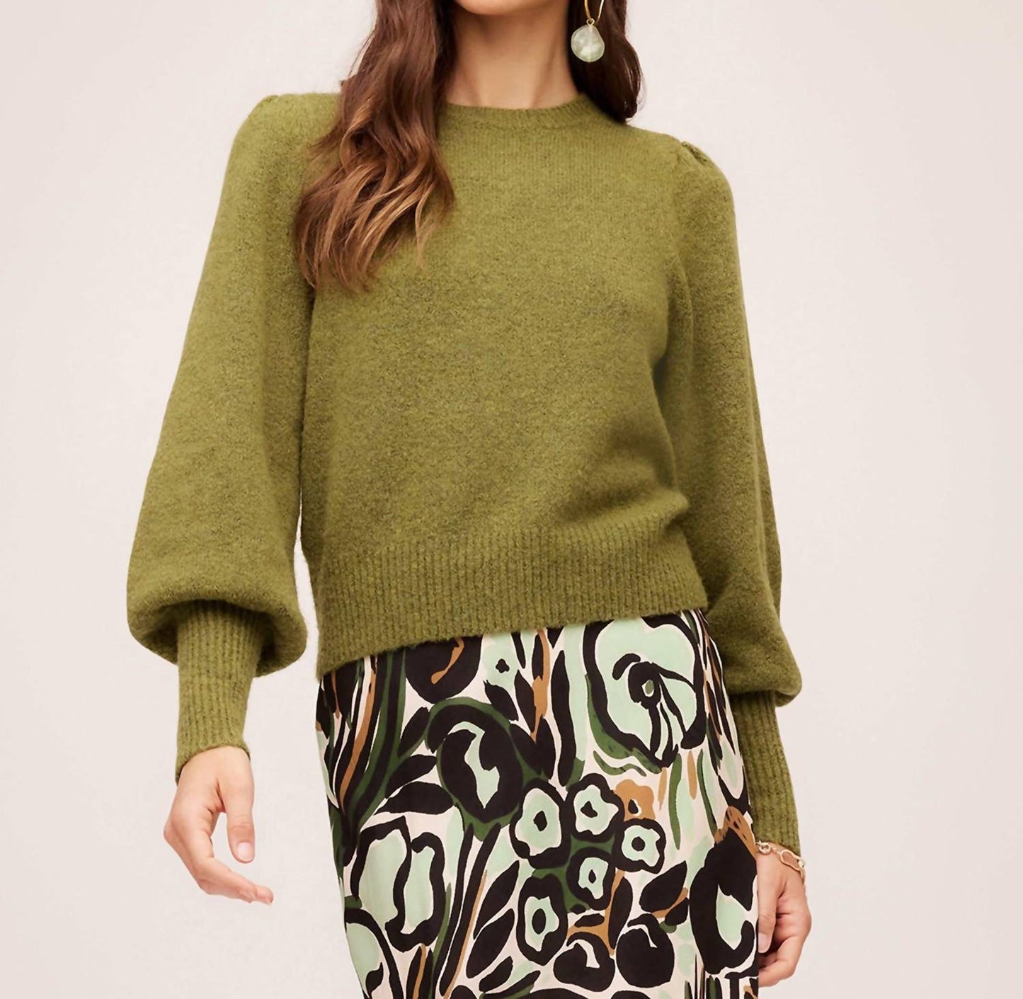 Fifteen Twenty - Lia Shirred Sleeve Crew Neck Sweater