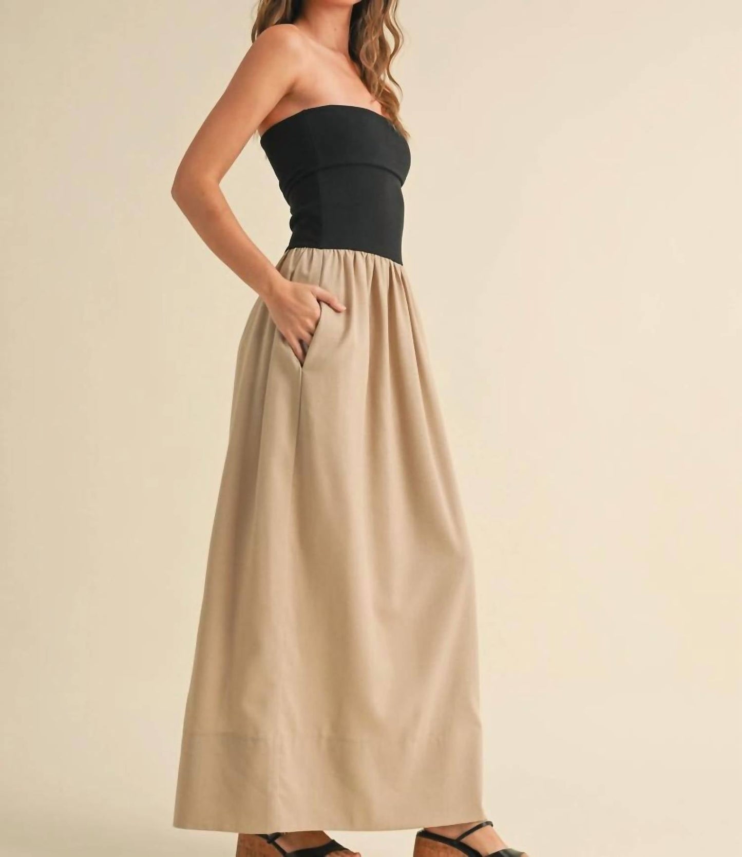 Miou Muse - Cotton Poplin Strapless Maxi
